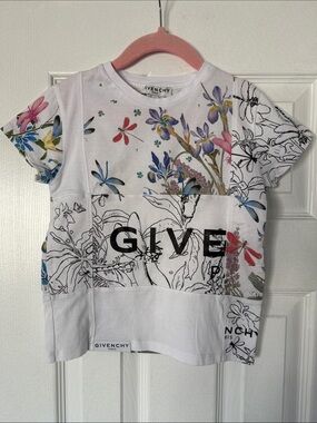 Givenchy White Floral & Dragonfly Print Kids Tee